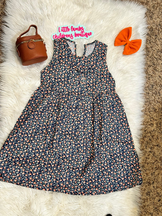 Blue dress with orange flower
