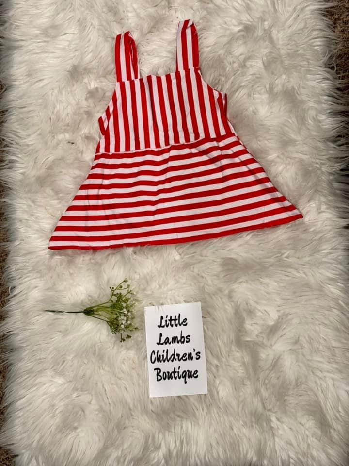 Peplum top red stripe