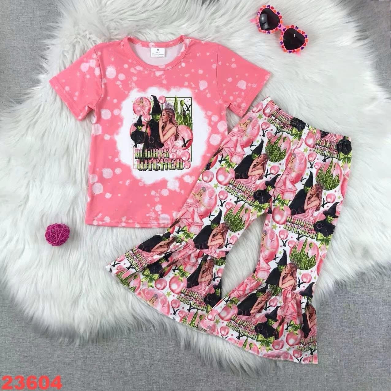 September-preorder-2025-clearance-pink wicked shirt with printed bells