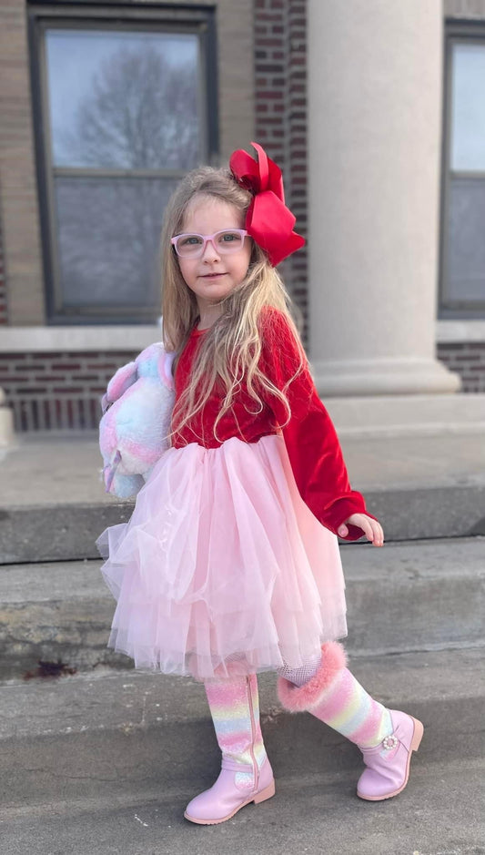 LL custom- red and pink tulle dress