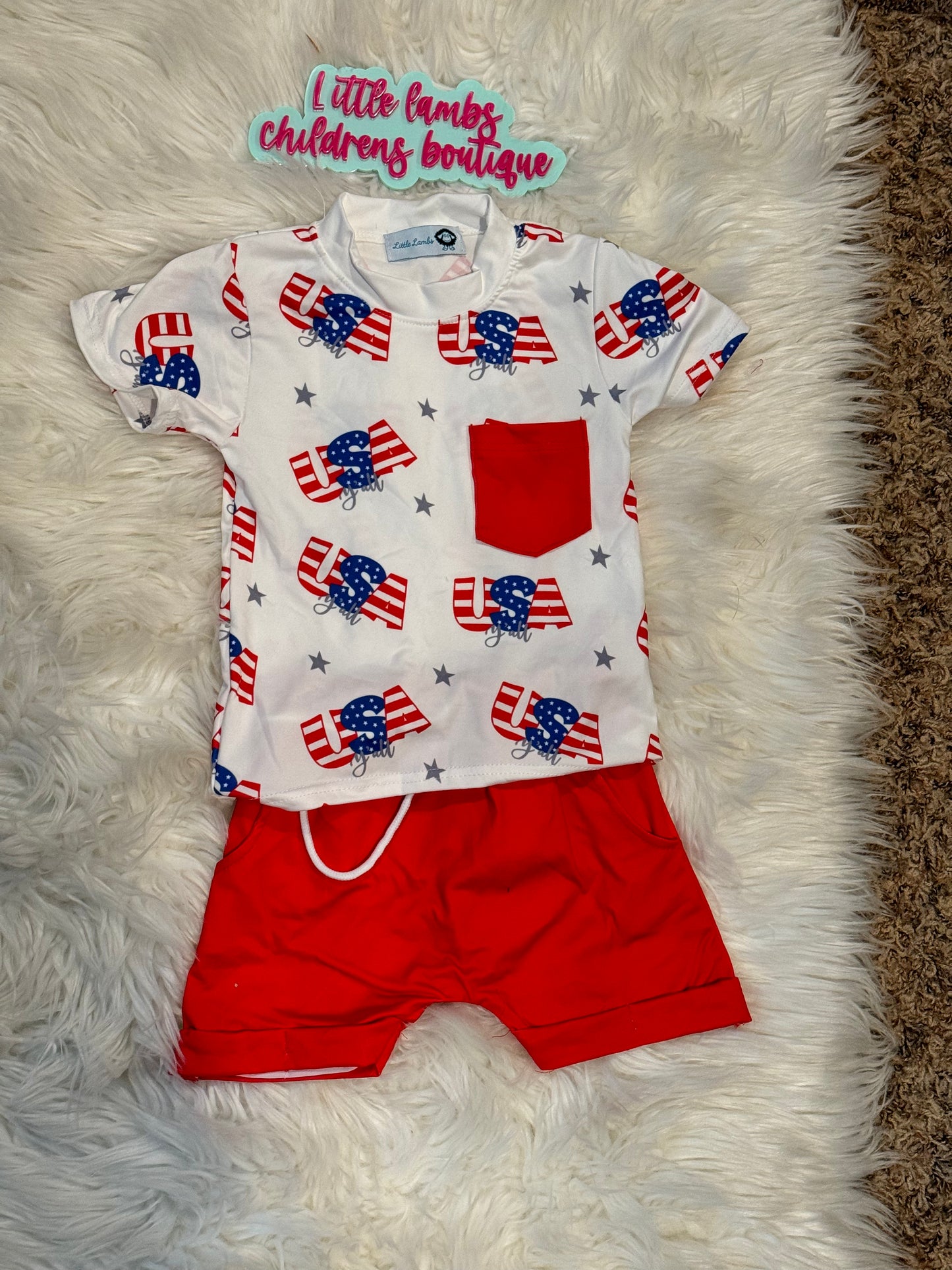LL custom 4th flag shirt with red pant