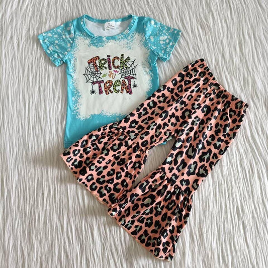 September-preorder-2025-Aier-turquoise trick or treat shirt with cheetah pant