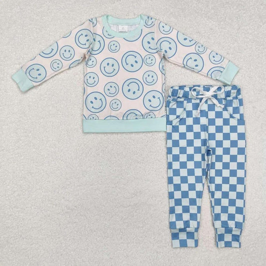 September-preorder-2025-Aier-blue smily shirt with stripe pants