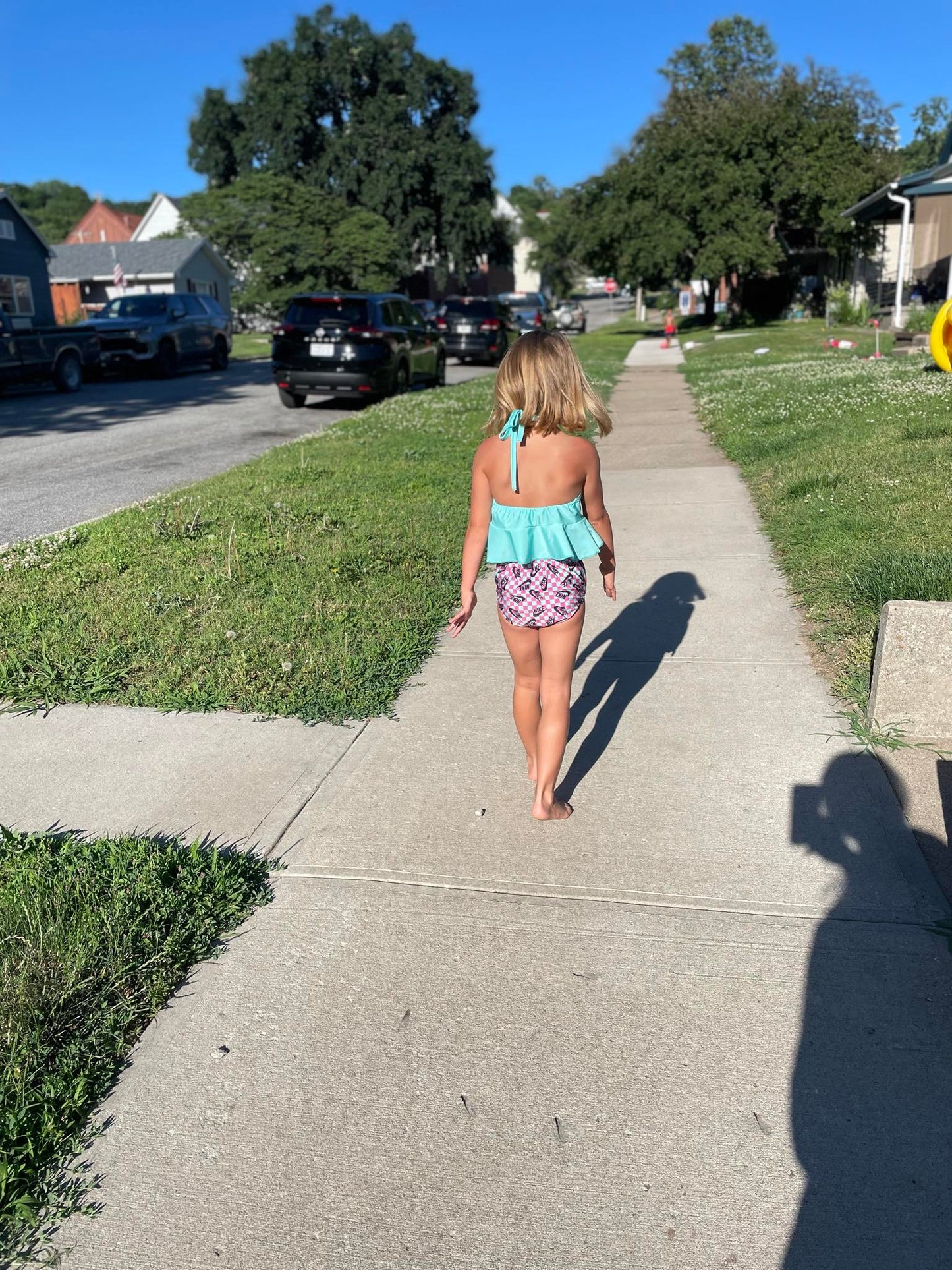 LL custom purple pink Nike swimsuit