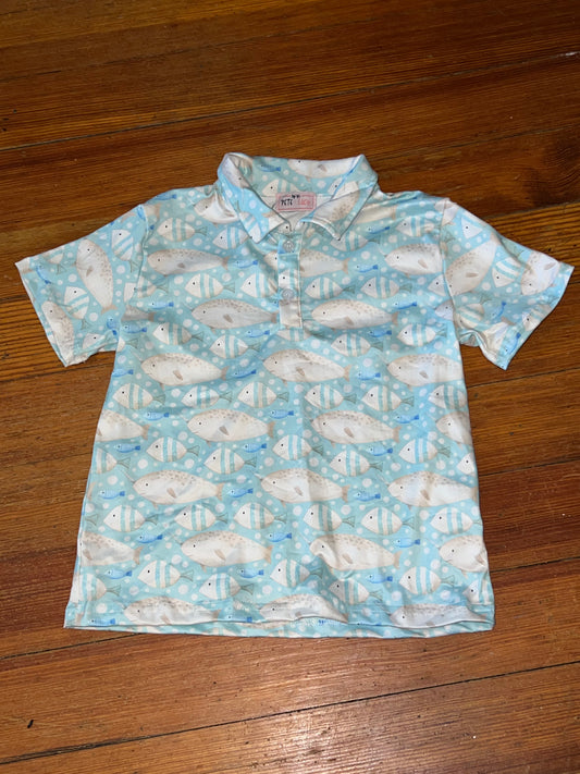 Pete and Lucy - Blue Striped Fish Polo