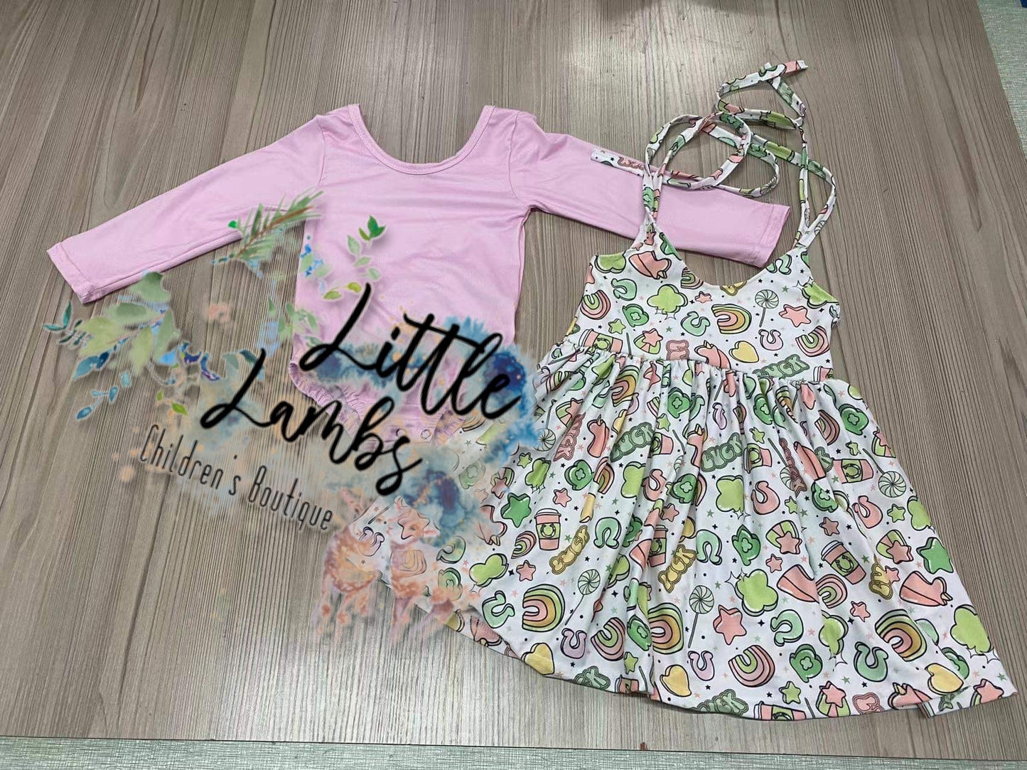 LL Custom *shamrock rainbow tie dress and shirt