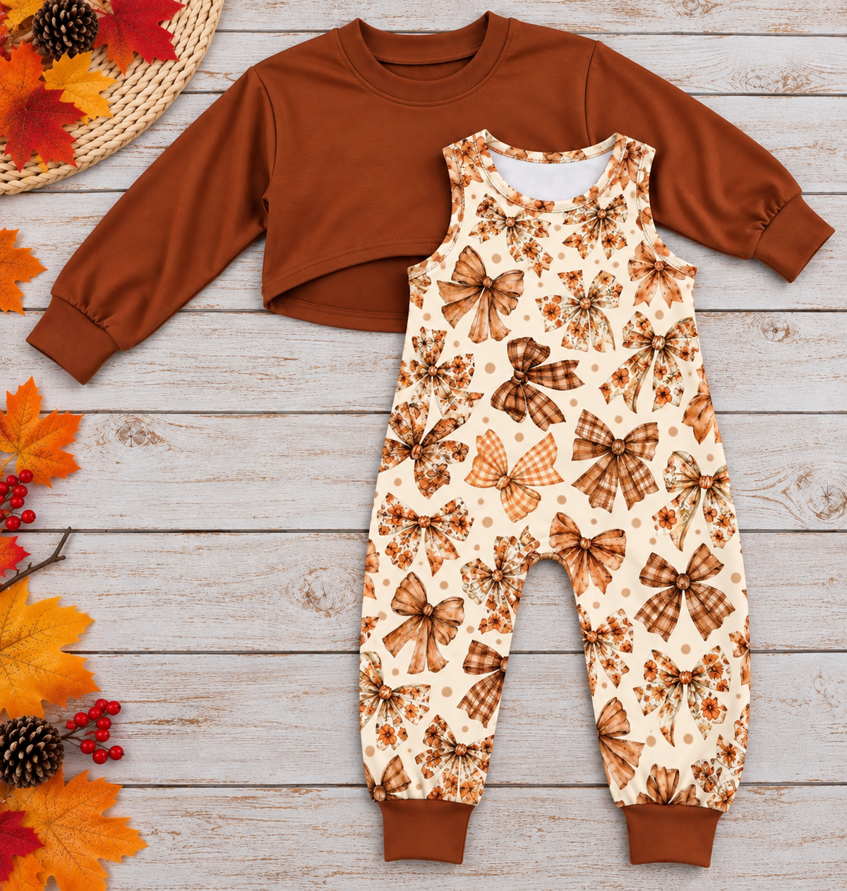 Fall/Thanksgiving Custom 2026-Ollie romper with honey top