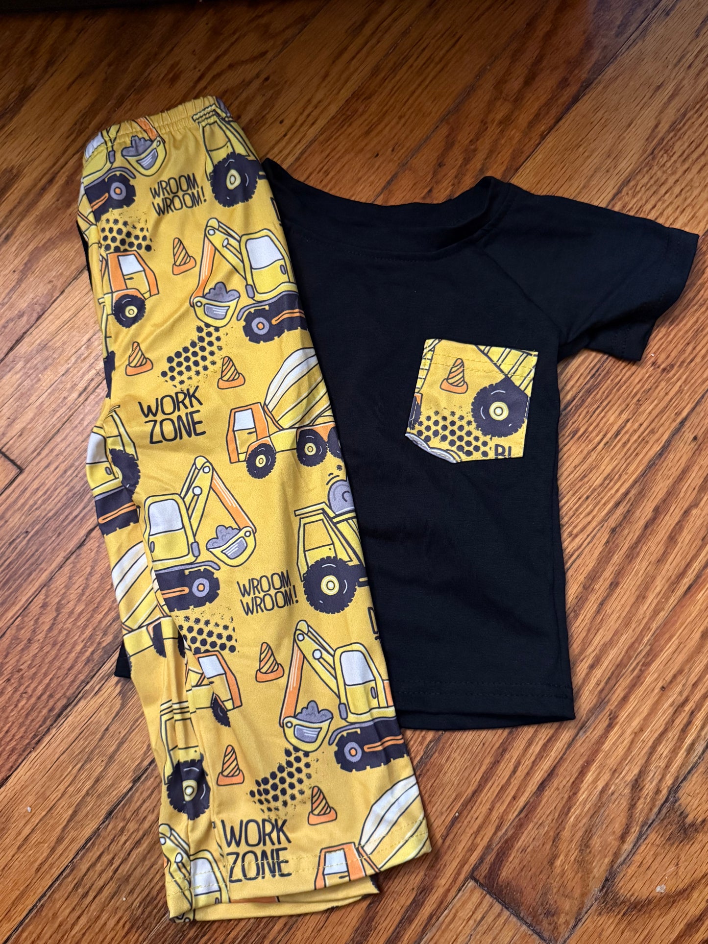 Black yellow construction pjs