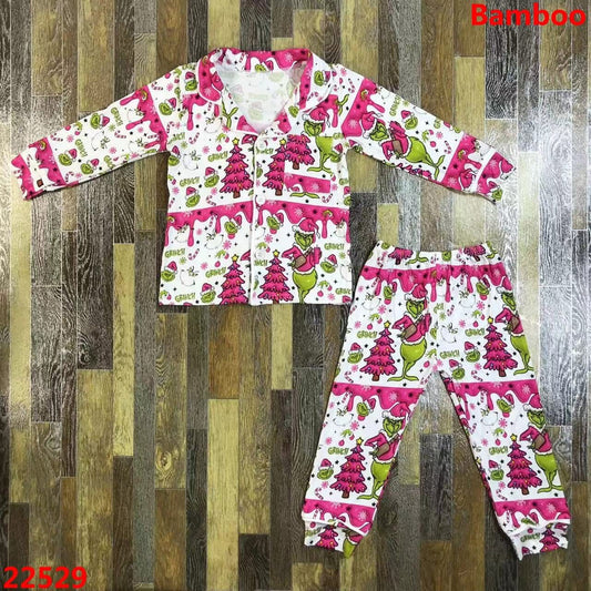 November 2025 preorder-grinch pajama with pink tree bamboo