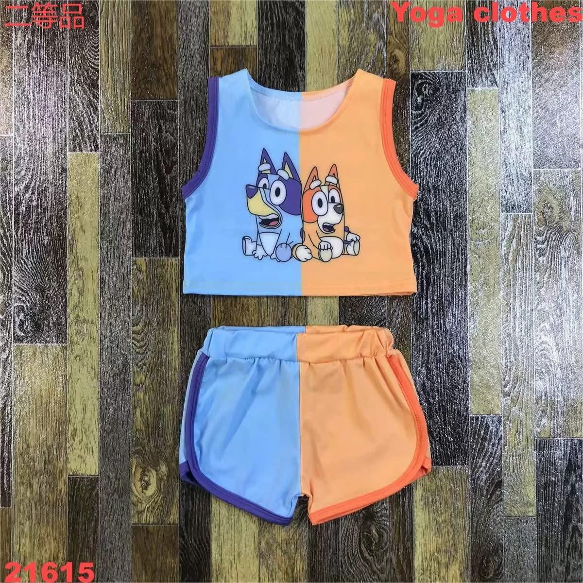 End July Preorder -Blue dog sibling half and half short set