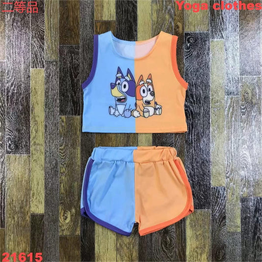 End July Preorder -Blue dog sibling half and half short set