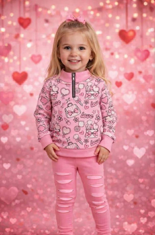 2026 valentines preorder-ripped legging with zipped shirt