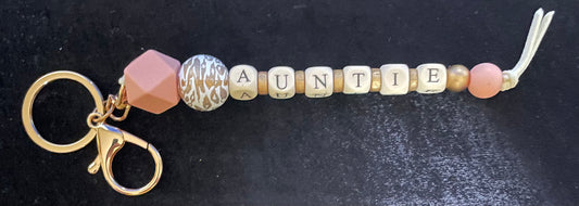 Auntie Key Chain White/Gold