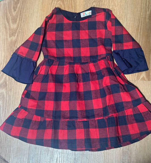 Plaid dress blue and red