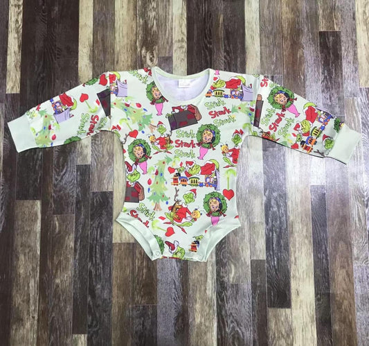 Mean one green romper with Cindy and wreaths