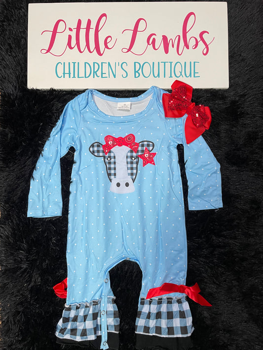 Blue Cow Romper