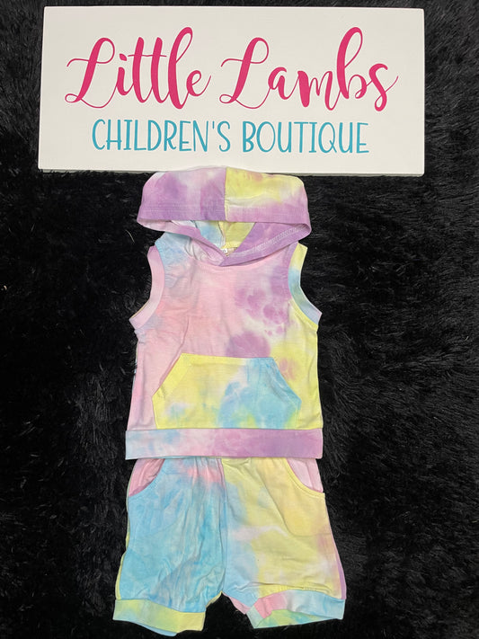 Pink, Purple,Blue, Yellow Tie Dye Outfit