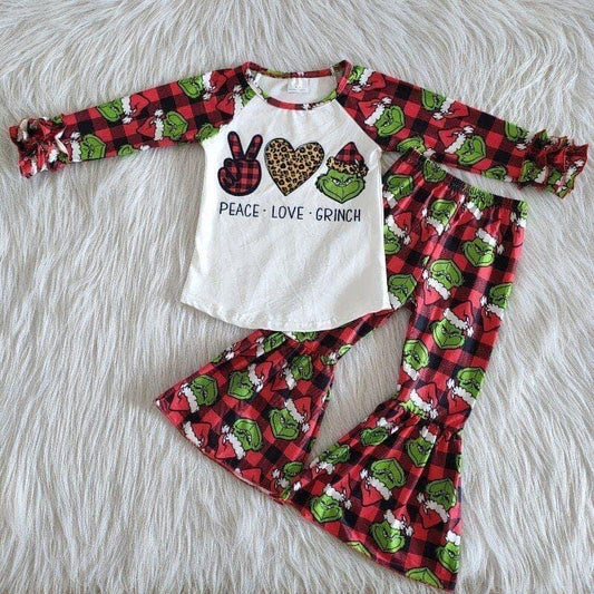 Peace love grinch bell set