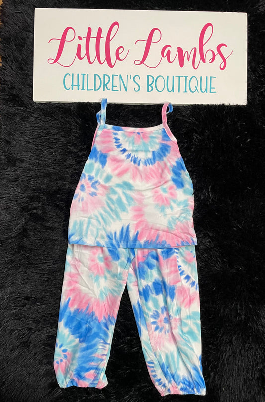 Pink, Dark and Light Blue Tie Dye Outfit
