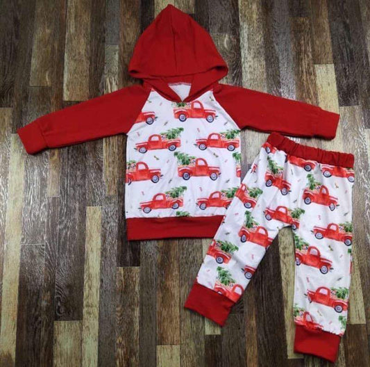 Boy’s Christmas truck hoodie set
