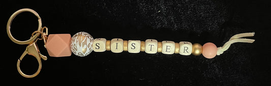 Sister Key Chain White/Gold