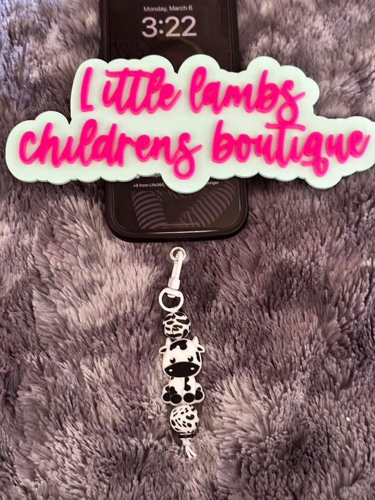 Phone charm- black and white cow