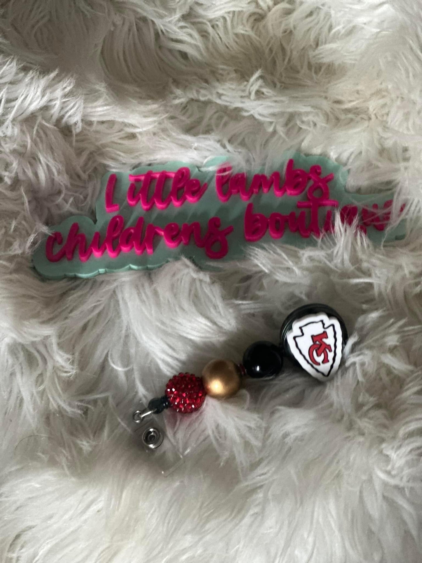 Badge reel- KC chiefs red rhinestone bottom