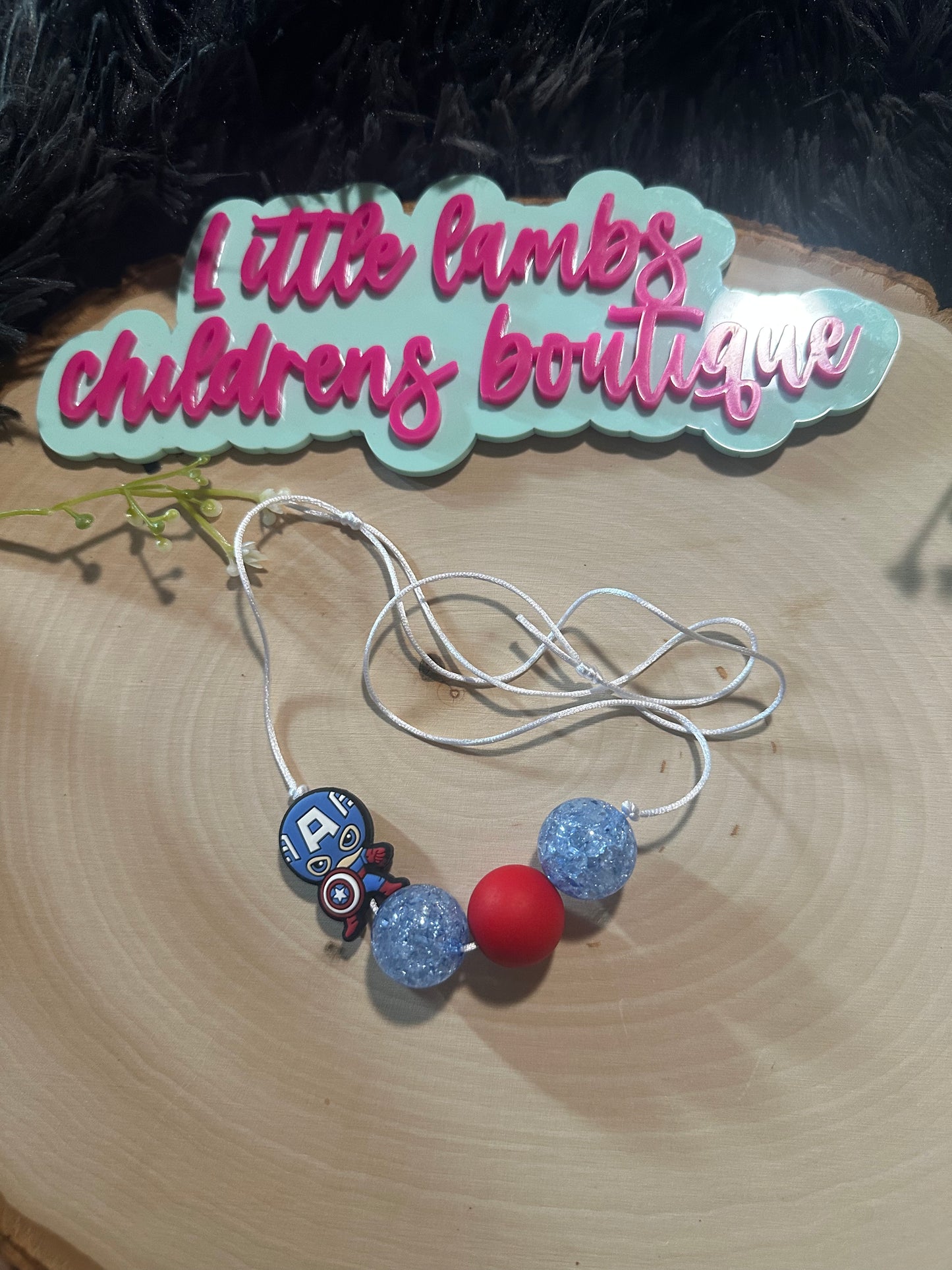 Silicone focal boys necklace- captain America