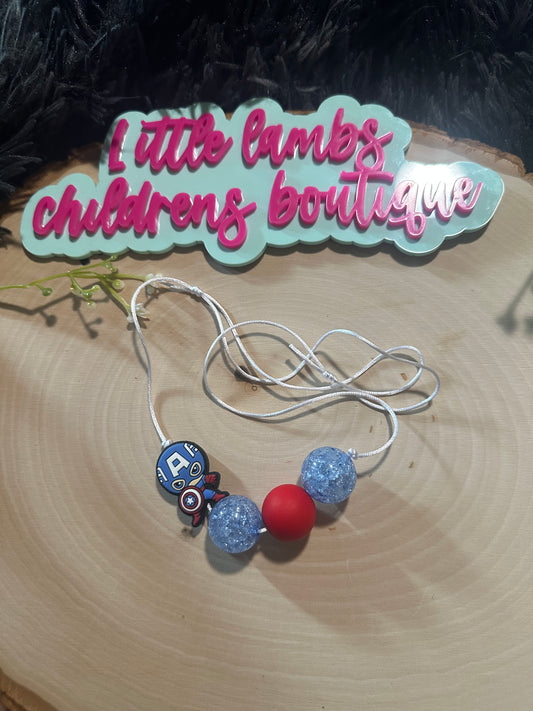 Silicone focal boys necklace- captain America
