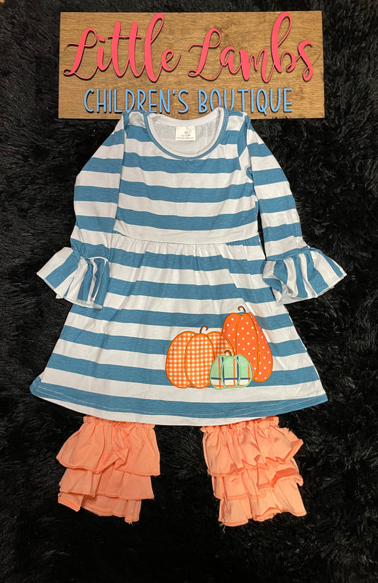 Blue strip pumpkin with orange pants