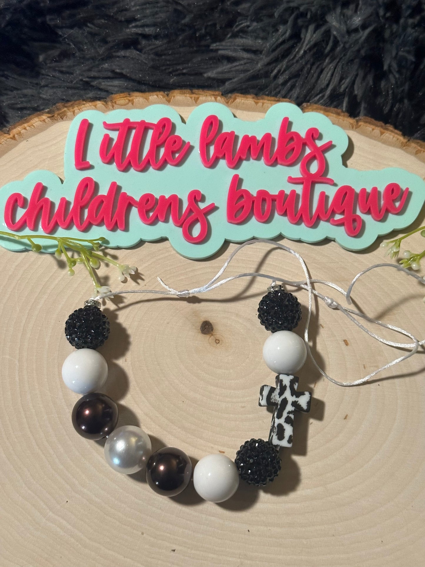 Silicone cross with acrylic beads