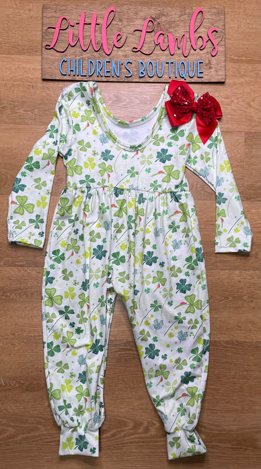 Clover Romper with Ladybugs