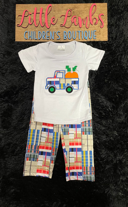 Plaid pumpkin boys outfit