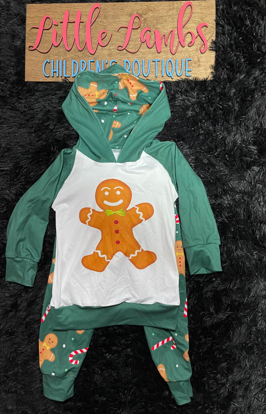 Green Christmas gingerbread boys outfit