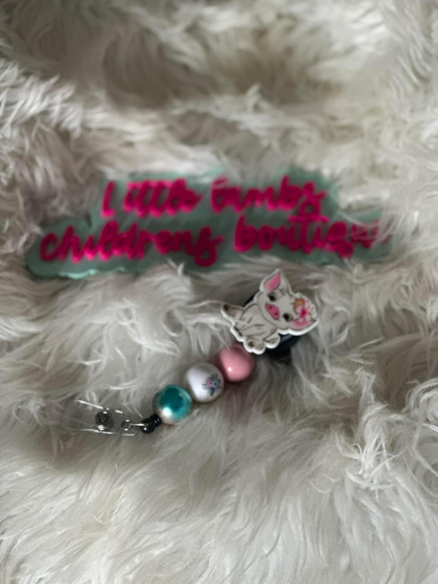 Badge reel- pink pig