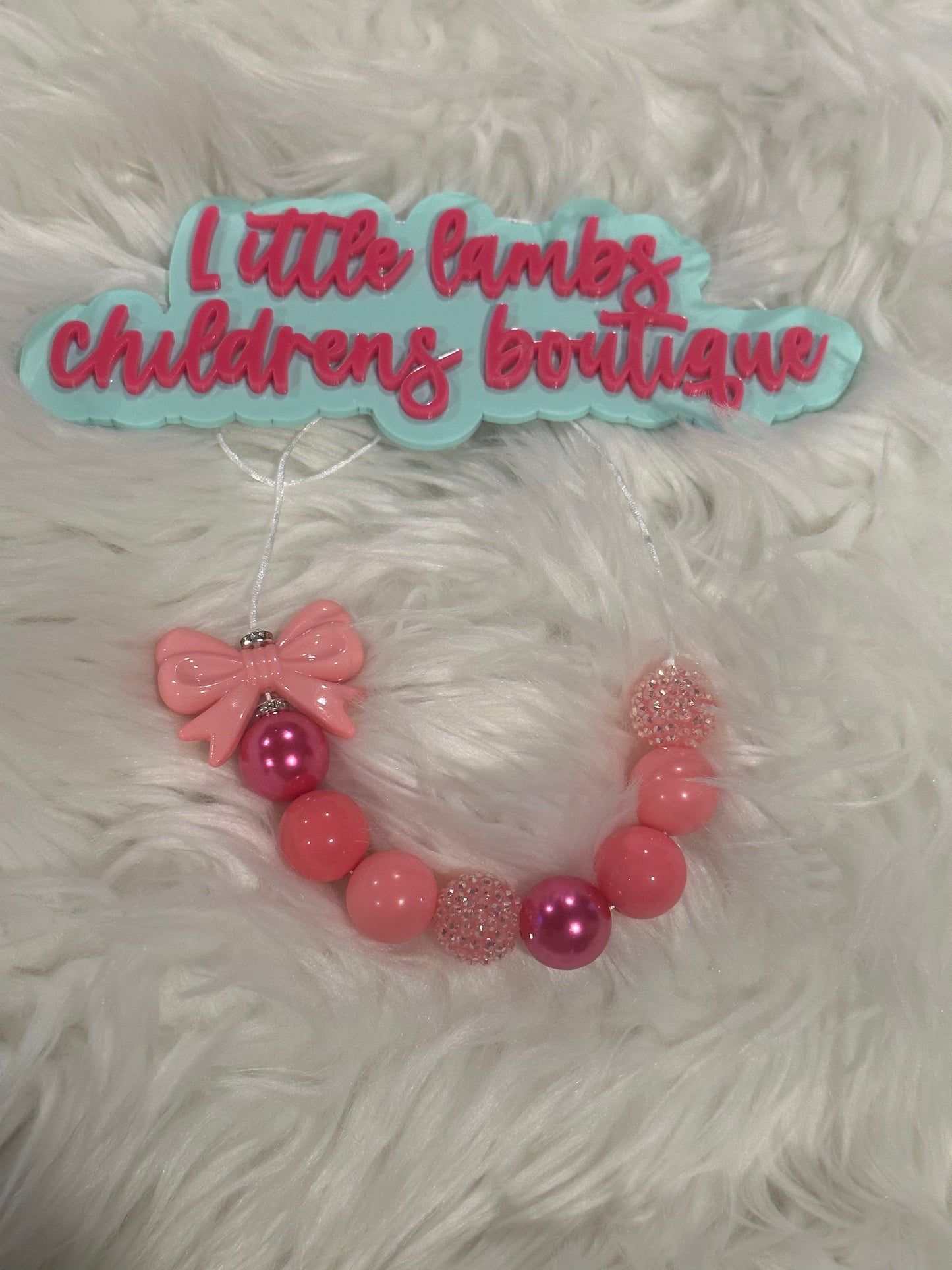 Bubble gum pink white pink bow