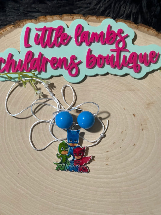 Silicone focal boys necklace-pj masks