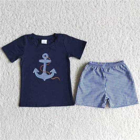 Boys shirt set with embroidered anchor