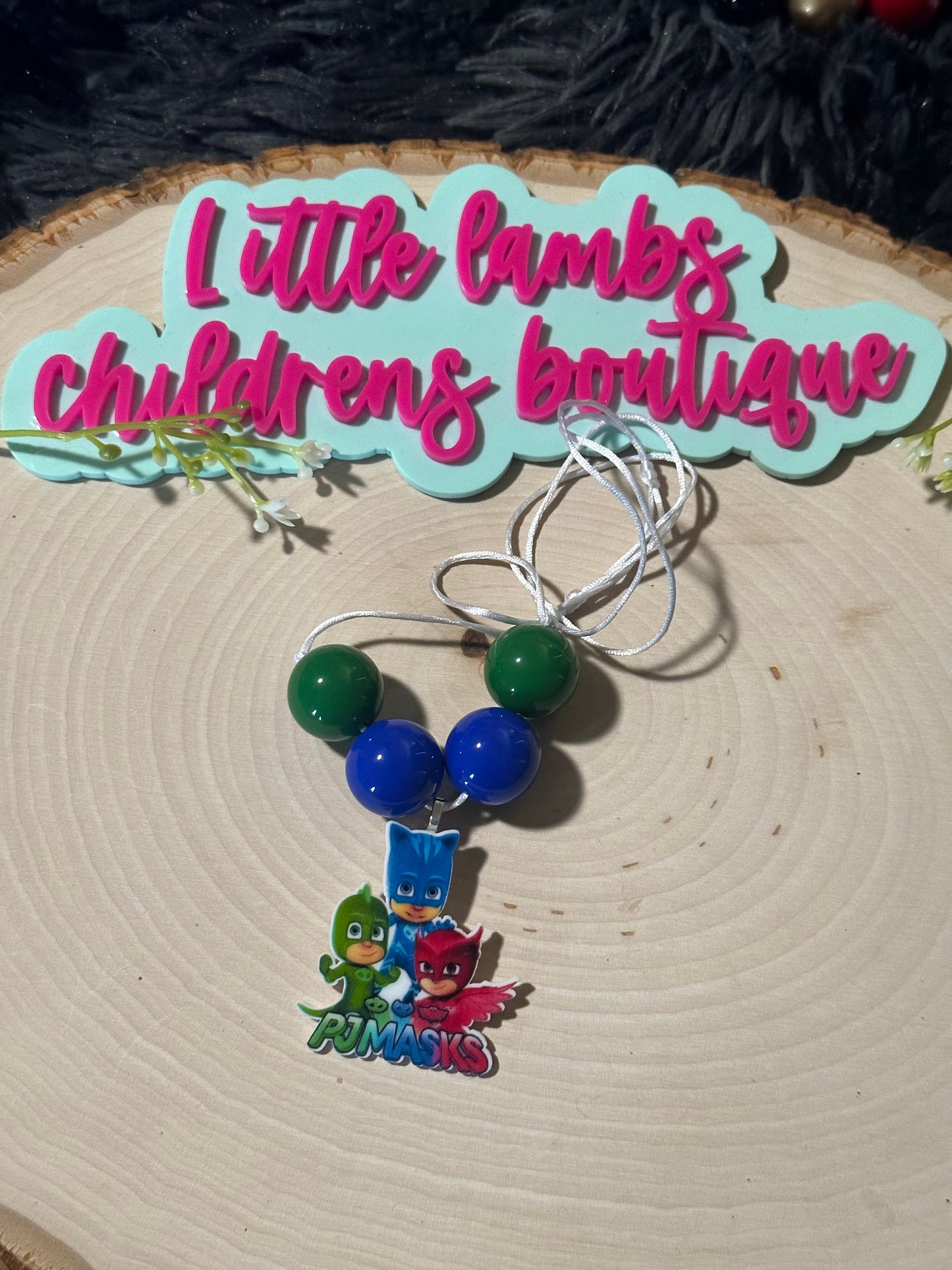 Silicone focal boys necklace-pj masks