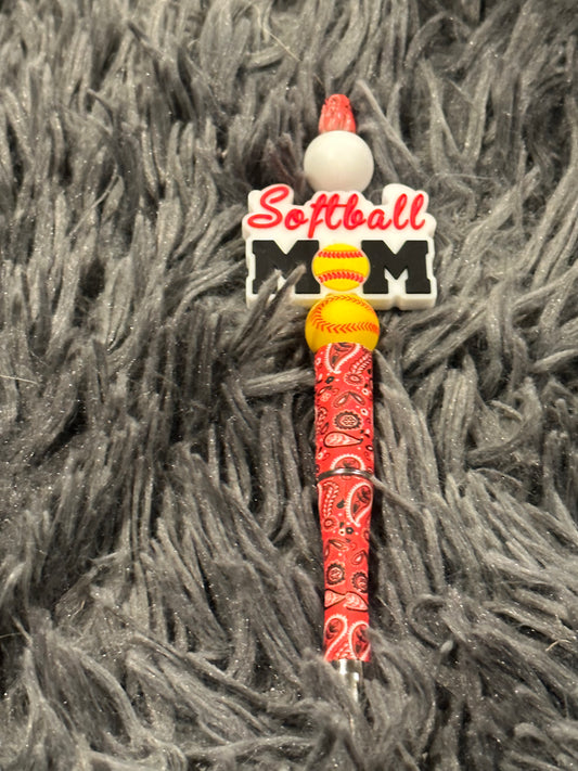 Beaded pen- softball Mom