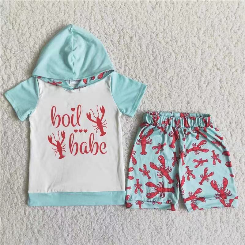 Boil baby crawfish boys short set
