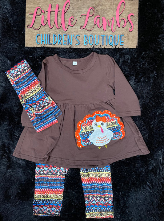 Thanksgiving 3 piece shirt, leggings and scarf
