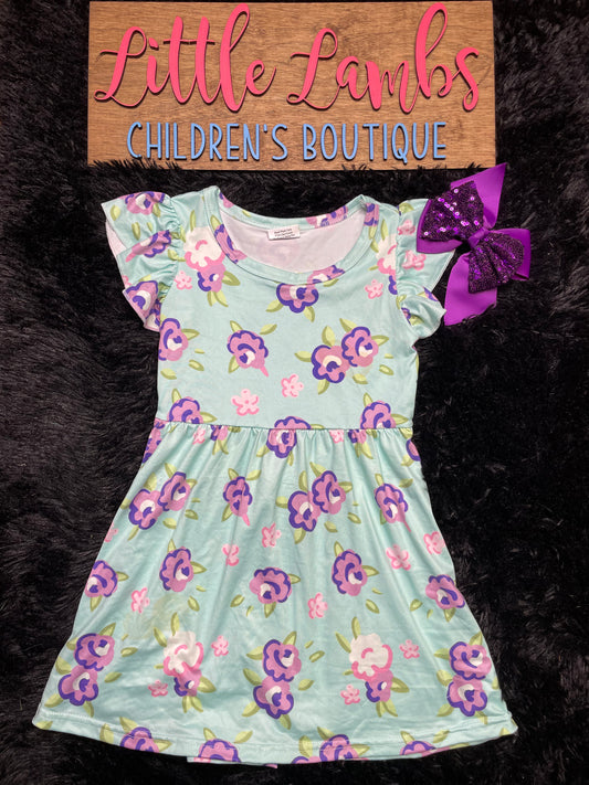 Mint Dress with Purple Flowers