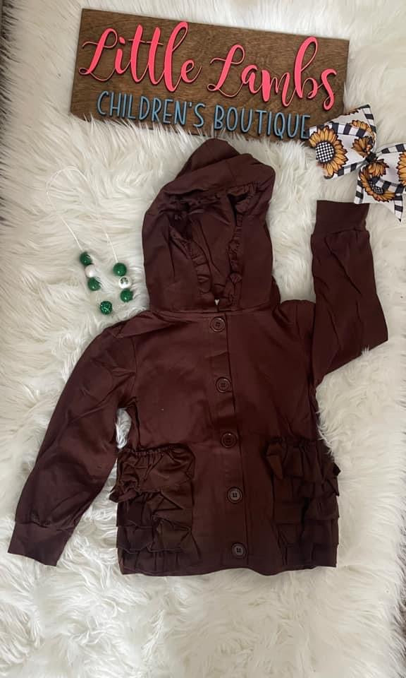 Brown jacket with ruffle