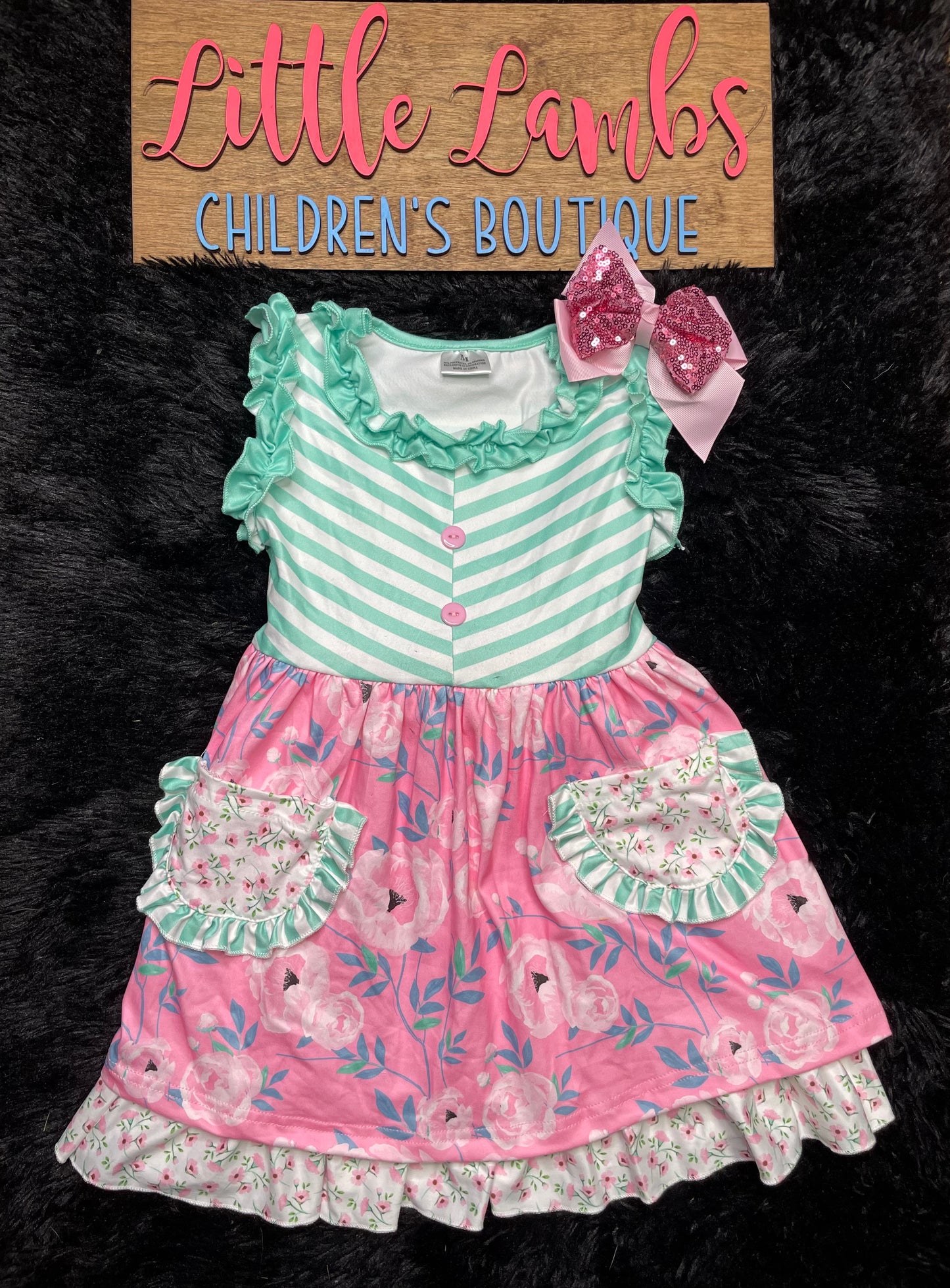 Mint Green and Light Pink Floral dress