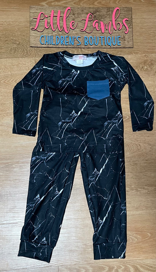 Boy’s black marbled Pjs