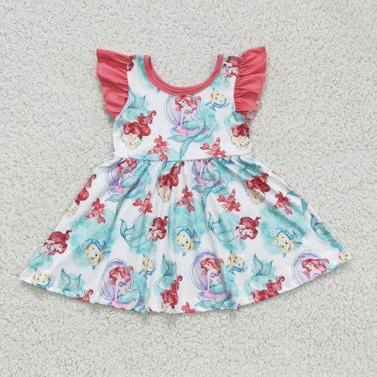 Ariel dress with red ruffles
