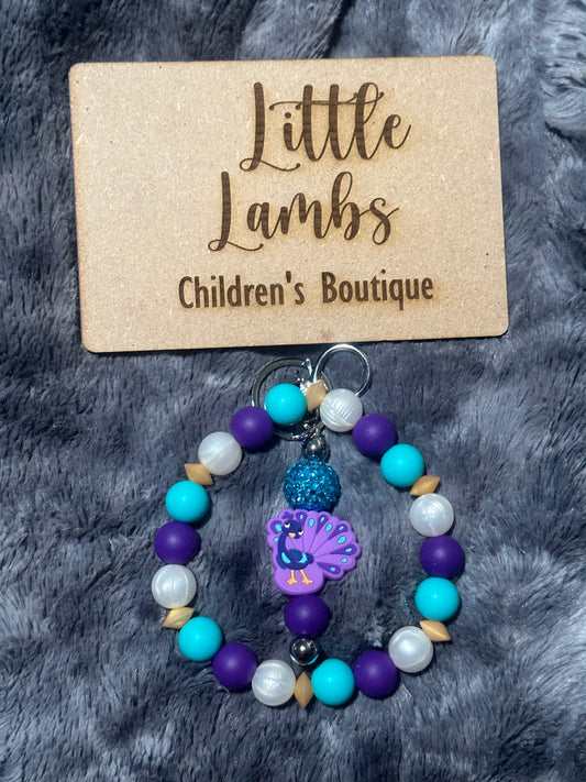 Peacock focal bead wristlet