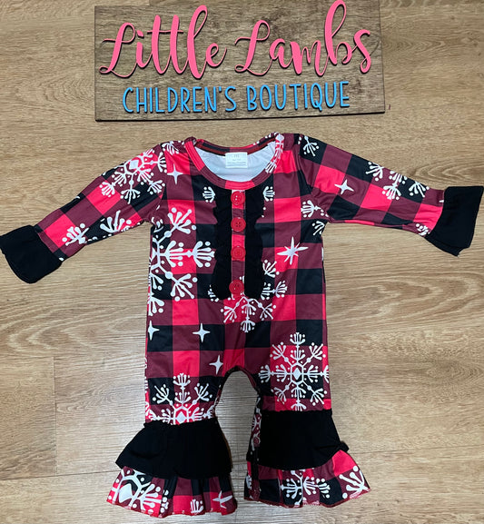 Plaid Snowflake Romper