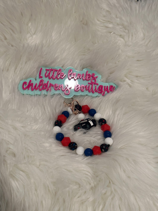 Police car focal bead wristlet